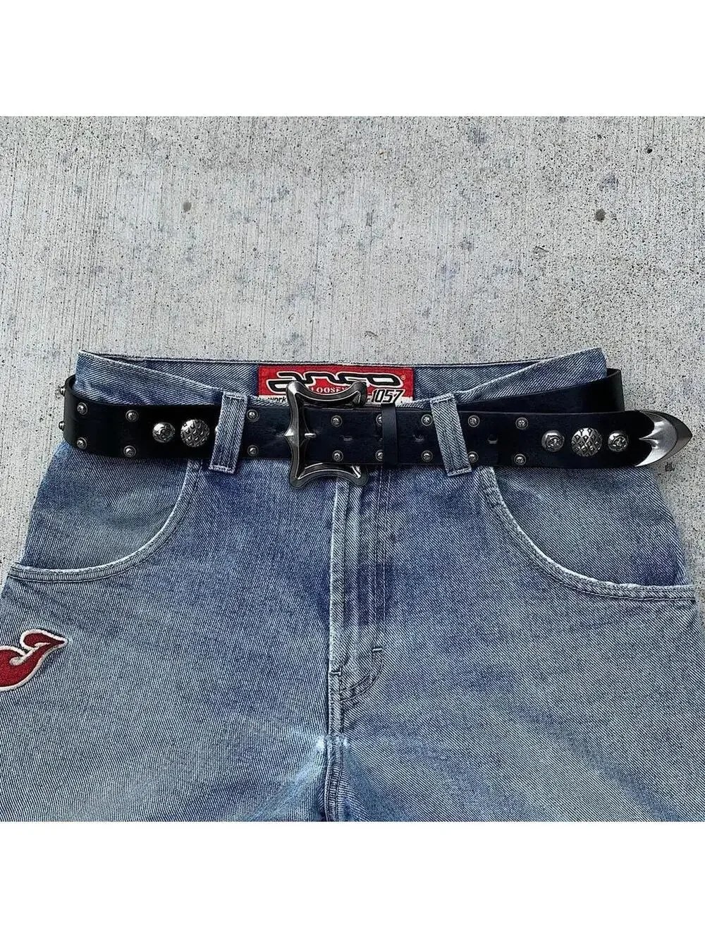 Y2k Cyber Grunge style Black Gothic Belt. Cool grunge style nice square belt